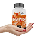 EBYSU Ashwagandha - 120 Capsules Max Strength Supplement Supports Stress Relief & Anti Anxiety Control Root Powder Pills