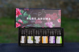 Essential oils by PURE AROMA 100% Pure Therapeutic Grade Oils kit- Top 6 Aromatherapy Oils Gift Set-6 Pack, 10ML